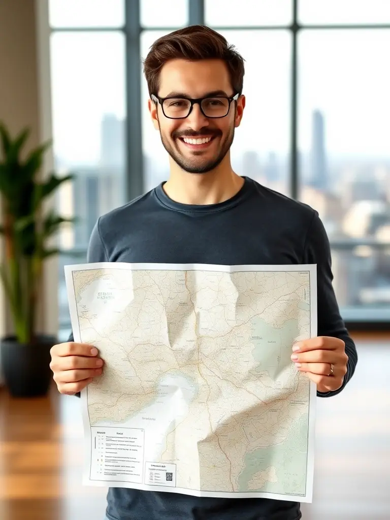 A person with a clear roadmap in their hands, symbolizing clarity and direction gained through coaching.