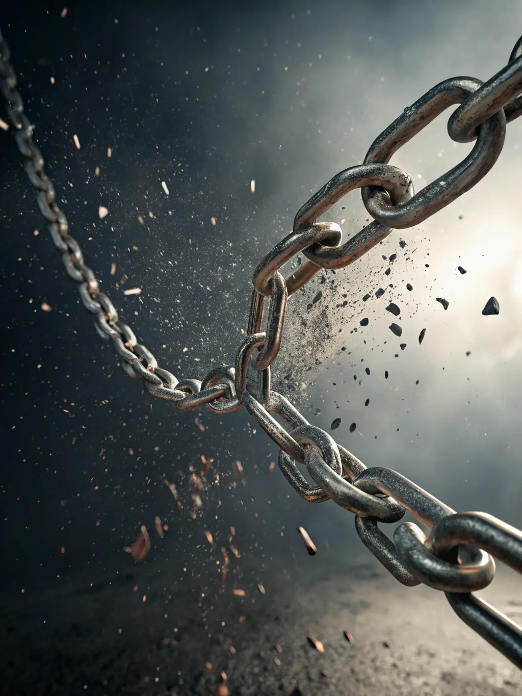 A person breaking chains, representing overcoming obstacles and limitations through coaching.